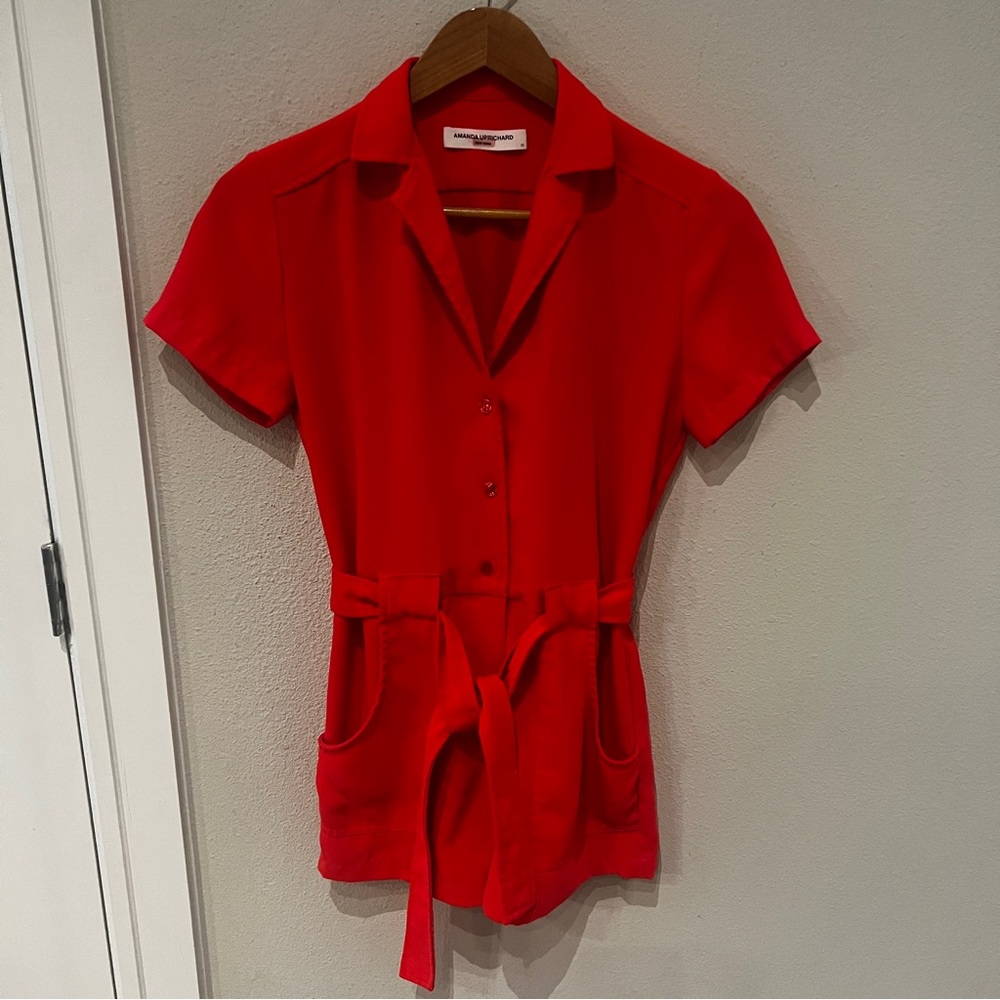 Amanda Richard Red Shorts Romper